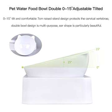 Marchul Cat Bowls, Cat Food Bowls, 15° Tilted Cat Bowl for Indoor Cats, Cat Food and Water Bowl Set, Raised Cat Bowl for Cats and Small Dogs