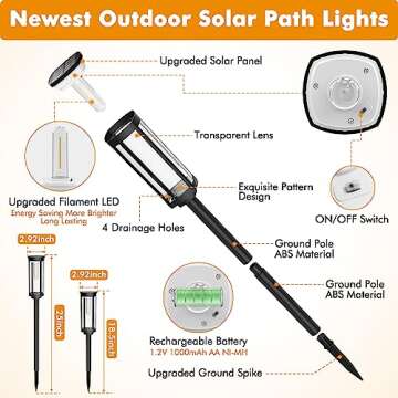 COXSENI Solar Pathway Lights Outdoor 6 Pack, Bright Solar Path Lights Outside Waterproof, Solar Walkway Lights Solar Powered Landscape Lights for Driveway Lawn Patio Sidewalk Yard