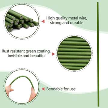 Plant Stakes,20Pcs Plant Sticks,Garden Green Bendable Single Stem Plant Support Stakes for Indoor an...