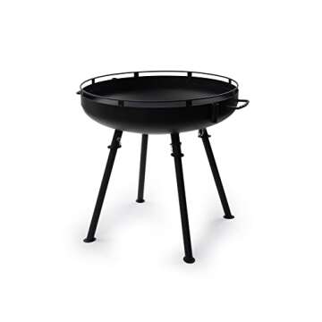 Barebones Cowboy Fire Pit 30-Inch - Open Fire Grill with Cooking Grate for Outdoor Cooking - Heavy D...