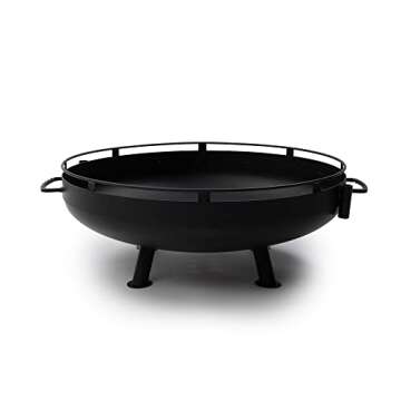 Barebones Cowboy Fire Pit 30-Inch - Open Fire Grill with Cooking Grate for Outdoor Cooking - Heavy Duty Open Grill