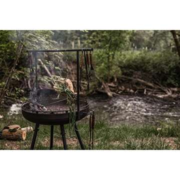 Barebones Cowboy Fire Pit 30-Inch - Open Fire Grill with Cooking Grate for Outdoor Cooking - Heavy Duty Open Grill