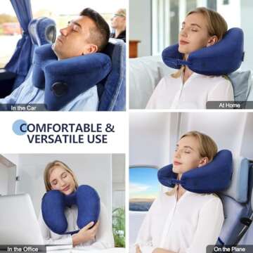 Sunany Neck Pillow - Inflatable Travel Pillow with Hood for Ultimate Support