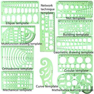 CFTfabMS 15Pcs Geometric Stencils Drawing Templates,Drawing Stencils Drafting Tools with Geometry Set,Circle,Curve Shape Stencils Drafting Tools for Drawing,Design