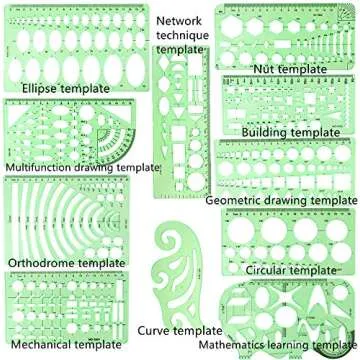 CFTfabMS 15Pcs Geometric Stencils Drawing Templates,Drawing Stencils Drafting Tools with Geometry Set,Circle,Curve Shape Stencils Drafting Tools for Drawing,Design