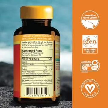 Nutrex Hawaii Vegan BioAstin Hawaiian Astaxanthin - 12mg, 75 Softgels - Farm-Direct Premium Antioxid...