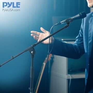 Pyle Foldable Tripod Microphone Stand - Universal Mic Mount and Height Adjustable from 37.5'' to 65.0'' Inch High w/ Extending Telescoping Boom Arm Up to 28.0'' - Knob Tension Lock Mechanism PMKS3