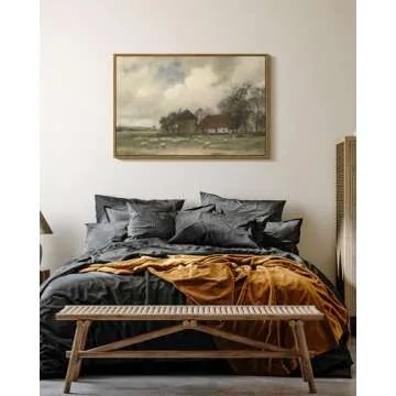 ARPEOTCY Vintage Framed Sheep Wall Art Decor, Bedroom Kitchen Country Farmhouse Paintings Wall Decorations, Large Canvas Prints Art, Home Rustic Cottage Retro Decor, 24x36 Inch