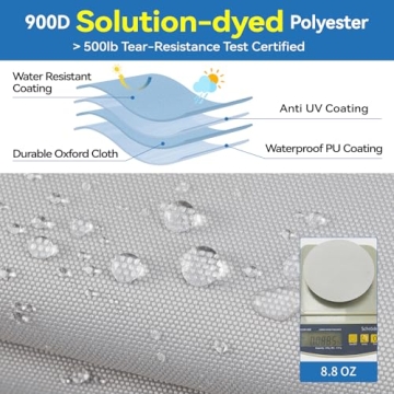 Tuszom Waterproof 900D Trailerable Boat Cover for 17-20 ft