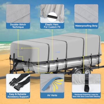 Tuszom Waterproof 900D Trailerable Boat Cover for 17-20 ft