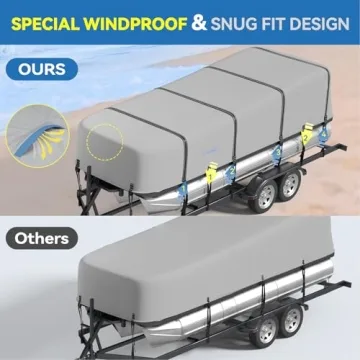 Tuszom Waterproof 900D Trailerable Boat Cover for 17-20 ft