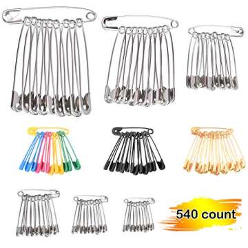 TUPARKA 540 Assorted Safety Pins for Crafting and Sewing