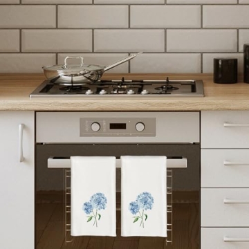 CIOJUNE Light Blue Floral Kitchen Towels Set of 2