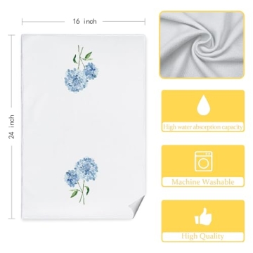 CIOJUNE Light Blue Floral Kitchen Towels Set of 2
