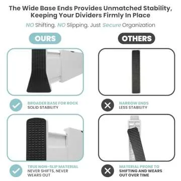 RAPTUROUS Adjustable Drawer Dividers 4 Pack, 4” High, 11-17” Long, Dresser Drawer Divider for Bedroom, Closet, Kitchen, Nursery Organization, Office, Strong & Sturdy Hold, Soft Foam Edges（White）