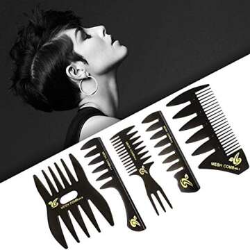 Men Hair Comb, 5 Pcs Professional Barber Accessories Retro Styling Comb Set Great for All Hair Types