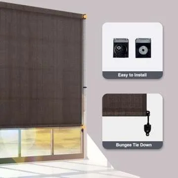 VICLLAX Outdoor Roller Shade, Patio Blinds Roll Up Shade 4x6FT, Chocolate