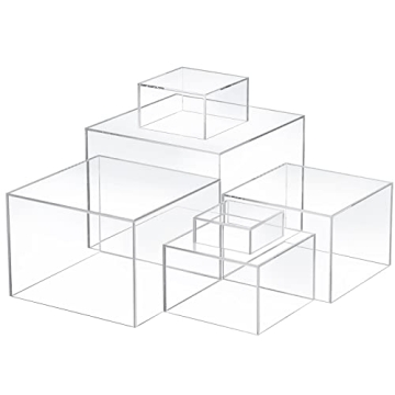 Geelin 6 Pack Acrylic Risers for Display Acrylic Cube Boxes Acrylic Risers Display Stands with Hollo...