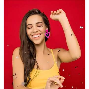 Pink Heart Dangle Earrings for Women - Vibrant Love Style