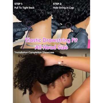 Kinky Curly V Part Wig 100% Human Hair Glueless