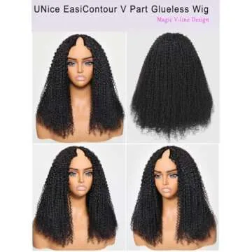 Kinky Curly V Part Wig 100% Human Hair Glueless