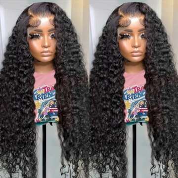 MsSunlight 13x6 Deep Wave Lace Front Wigs Human Hair 28 Inch HD Transparent Lace Frontal Wigs Human ...