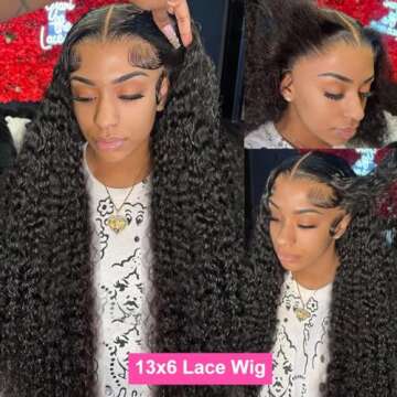 MsSunlight 13x6 Deep Wave Lace Front Wigs Human Hair 28 Inch HD Transparent Lace Frontal Wigs Human Hair Water Wave Wigs 200% Density Deep Curly Human Hair Wigs Pre Plucked with Baby Hair