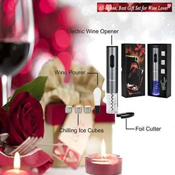 Wine Opener Electric Gift Set, Whiskey Stone Wine Lover Gifts with Wine Accessories of Automatic Cor...
