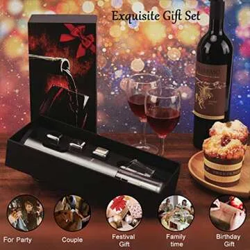 Electric Wine Opener Gift Set with Whiskey Stones