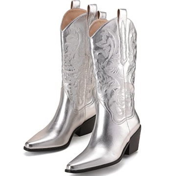 Stylish Dsevht Metallic Cowboy Boots for Women