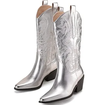 Stylish Dsevht Metallic Cowboy Boots for Women