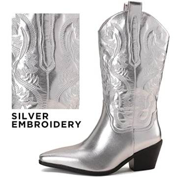 Stylish Dsevht Metallic Cowboy Boots for Women