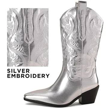 Stylish Dsevht Metallic Cowboy Boots for Women