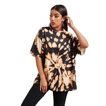 Trendy Black Tie Dye Oversized T-Shirt for Women