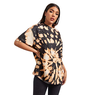 Trendy Black Tie Dye Oversized T-Shirt for Women