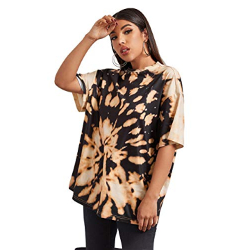 Trendy Black Tie Dye Oversized T-Shirt for Women