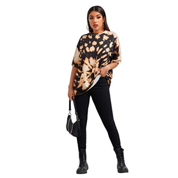 Trendy Black Tie Dye Oversized T-Shirt for Women