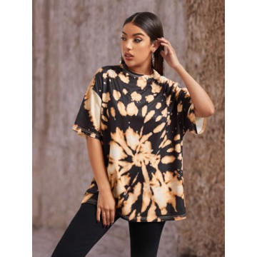 Trendy Black Tie Dye Oversized T-Shirt for Women