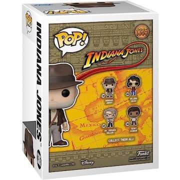 POP Indiana Jones and The Dial of Destiny - Indiana Jones Funko Vinyl Figure (Bundled with Compatible Box Protector Case), Multicolor, 3.75 inches