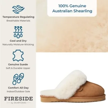 Cozy Dearfoams Shearling Slippers for Women - Chestnut