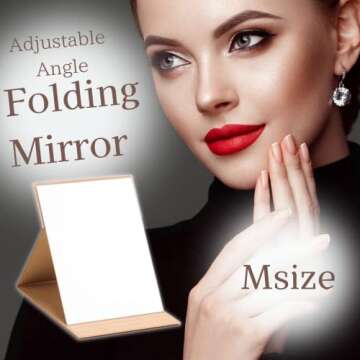 HORIUCHI Folding Travel Mirror, Portable Foldable Mirror, for Travel, Camping, Home (6.8L× 4.9W, M ...
