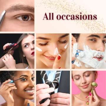 HORIUCHI Folding Travel Mirror, Portable Foldable Mirror, for Travel, Camping, Home (6.8L× 4.9W, M Beige)