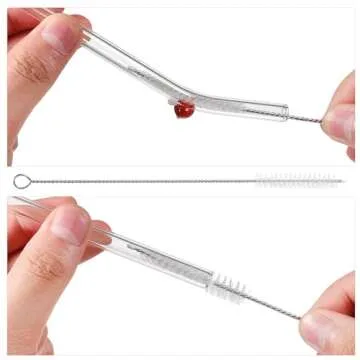 UPKOCH 6pcs Reusable Cherry Glass Straws - Cute & Durable