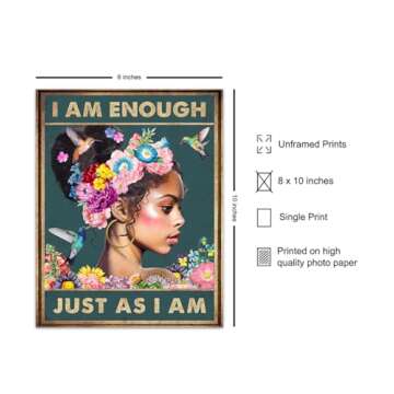 African American Wall Decor - Black Girl Wall Art - Motivational Boho Wall Art - Black Culture - Bla...