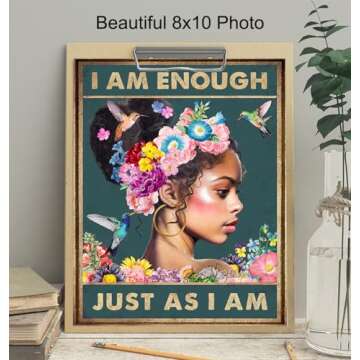 African American Wall Decor - Black Girl Wall Art - Motivational Boho Wall Art - Black Culture - Black Women Teens Bedroom - Black Girl Magic Gifts - Positive Affirmations Inspirational Black Wall Art