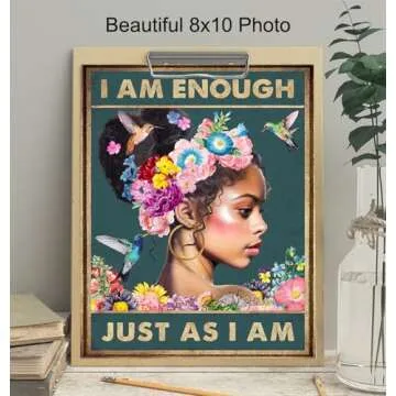 African American Wall Decor - Black Girl Wall Art - Motivational Boho Wall Art - Black Culture - Black Women Teens Bedroom - Black Girl Magic Gifts - Positive Affirmations Inspirational Black Wall Art