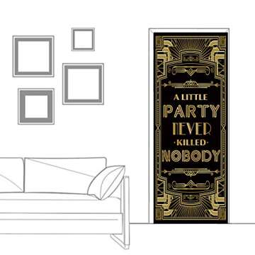 musykrafties Roaring 20s A Little Party Never Killed Nobody Door Cover Art Deco Jazz Party 72x30inch