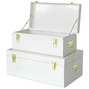 Vixdonos Metal Trunk Decorative Storage Box Set of 2 for Classy Storage Solutions