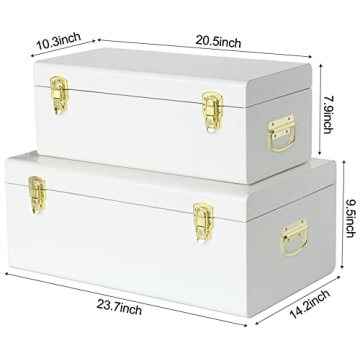 Vixdonos Metal Trunk Decorative Storage Box Set (White)