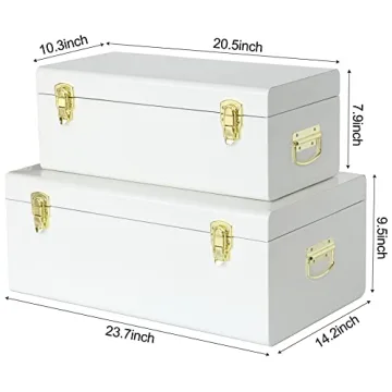 Vixdonos Metal Trunk Decorative Storage Box Set (White)